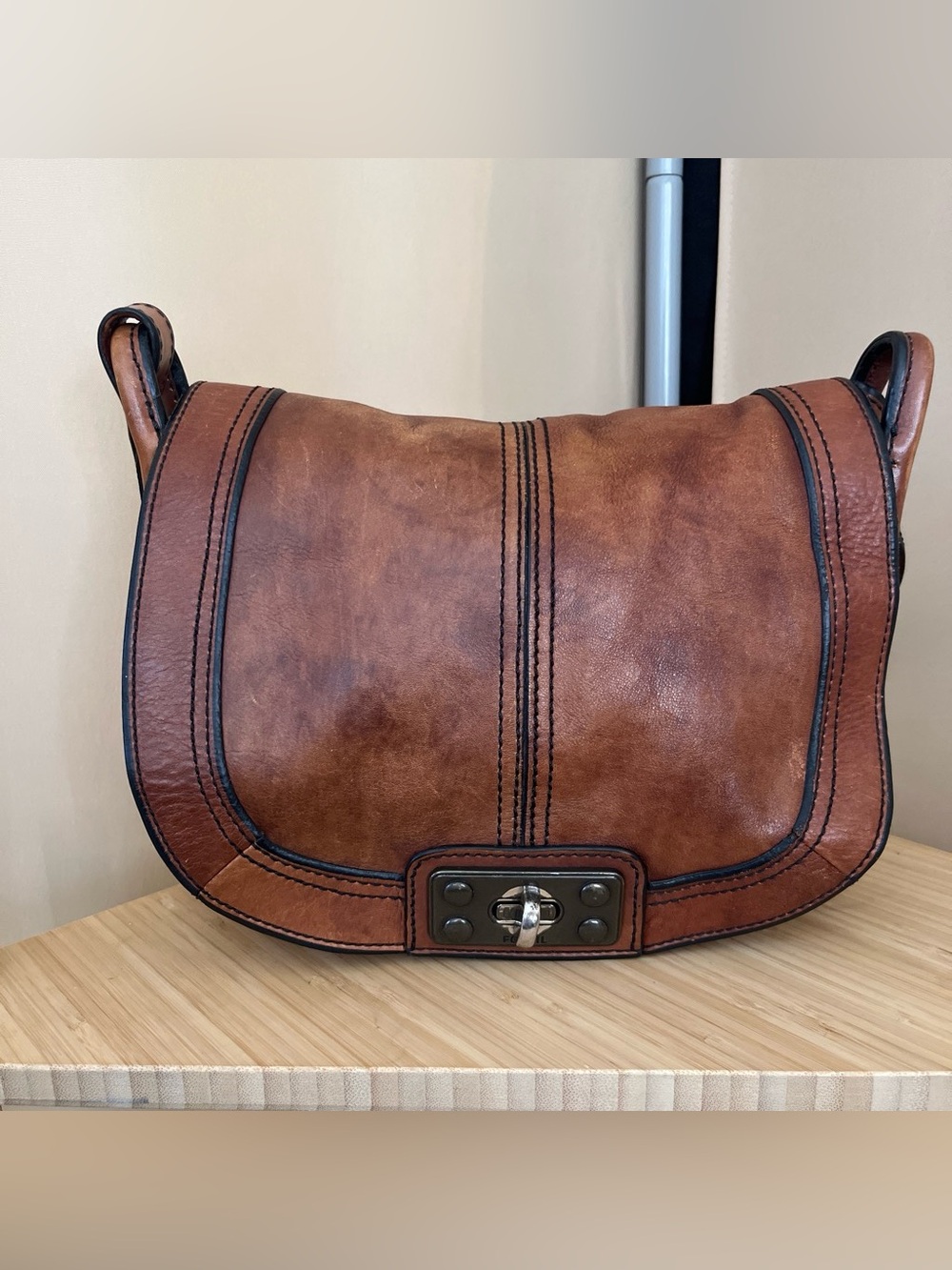 Fossil Long Live Vintage 1954 Brown Leather-Look Shoulder Bag
